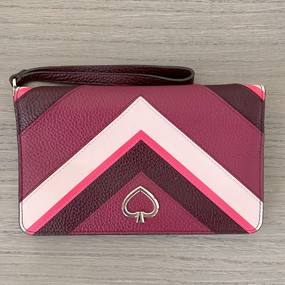 Kate Spade Burgundy and Pink Chevron Clutch